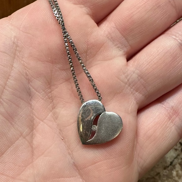 Diamond Necklace and Earring Set | Valentine’s Day Gifts | Sterling Silver Heart - Picture 7 of 12